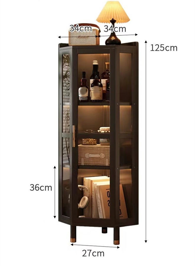 Kutis 3-Tier Creative Display Shelf Corner Shelf Display Shelf Bookshelf Bookcase Storage Shelf With Doors Acrylic  Bamboo For Living Room Bedroom Office Study 34 X 34 X 125 cm - Image 5